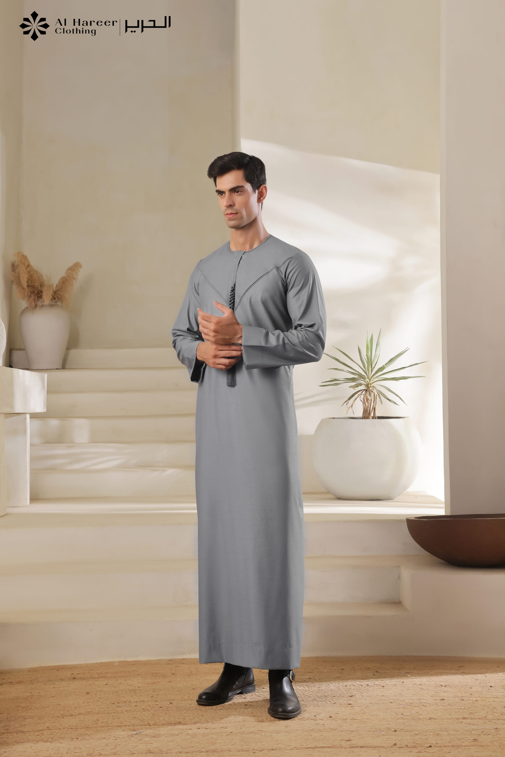 Al Hareer Emirati Thobe | Steel Silver