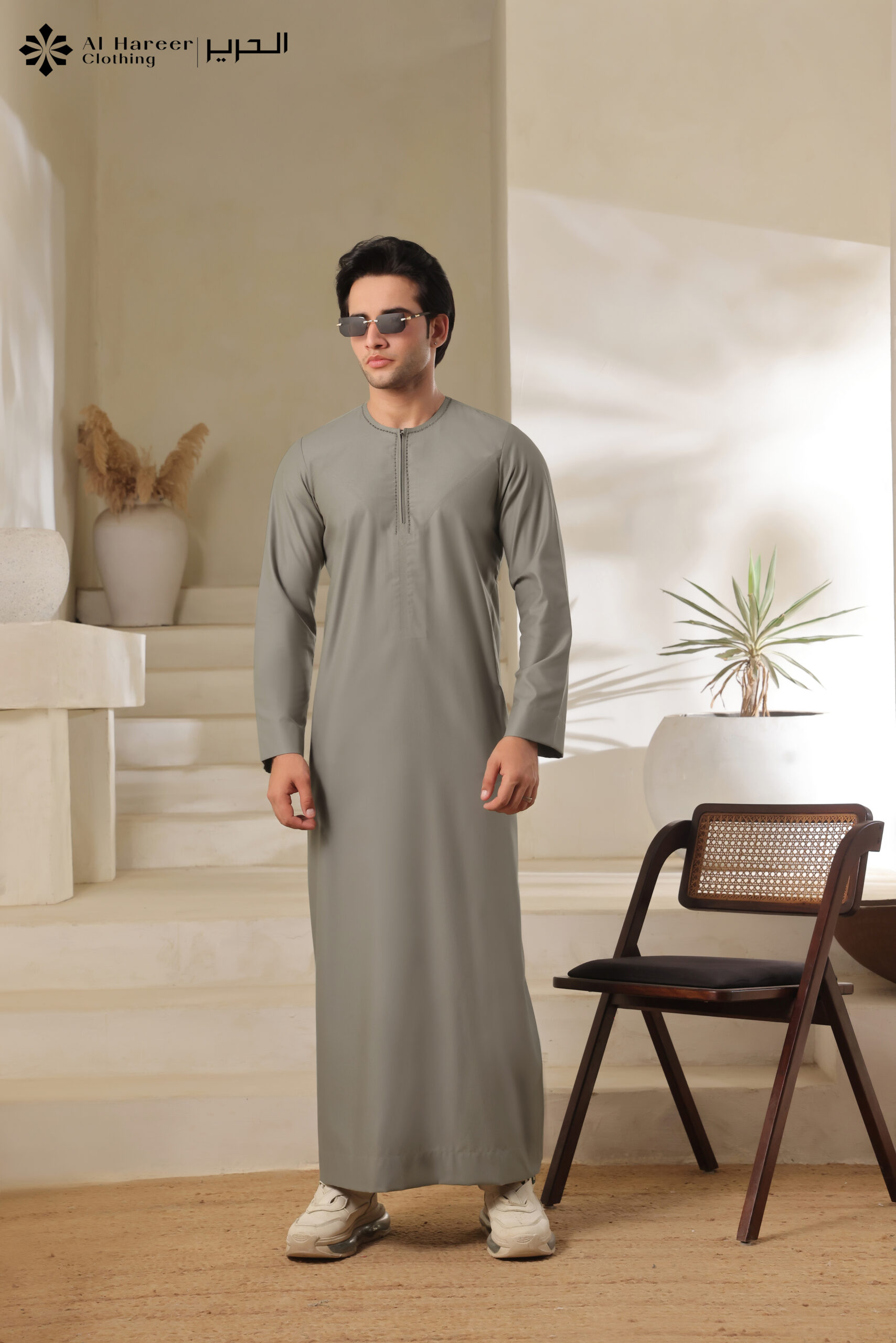 Al Hareer Emirati Thobe | Dust Olive