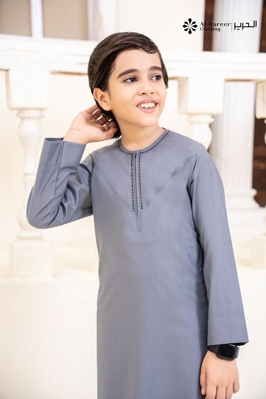 Al Hareer Kids Thobe | Royal Dawn Grey