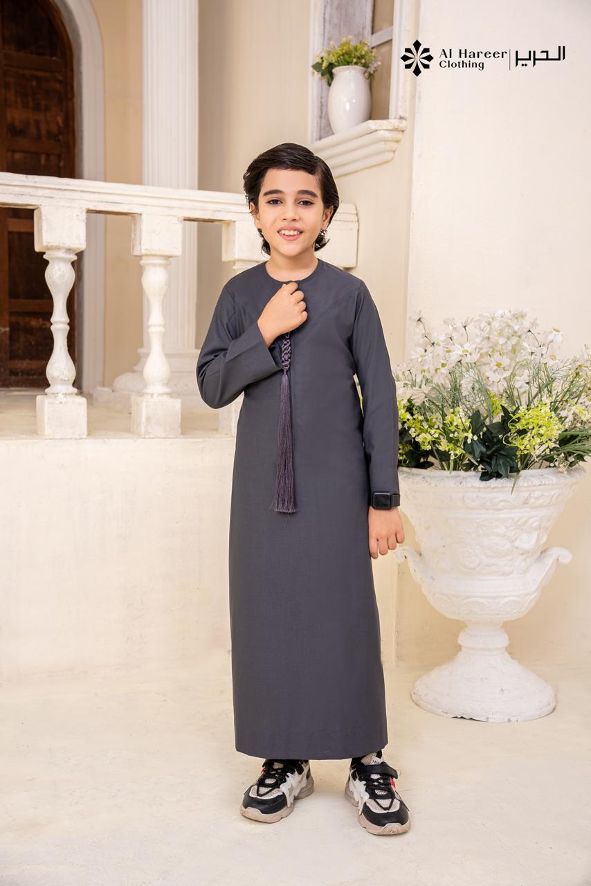 Al Hareer Moonlight Charcoal Kids Thobe