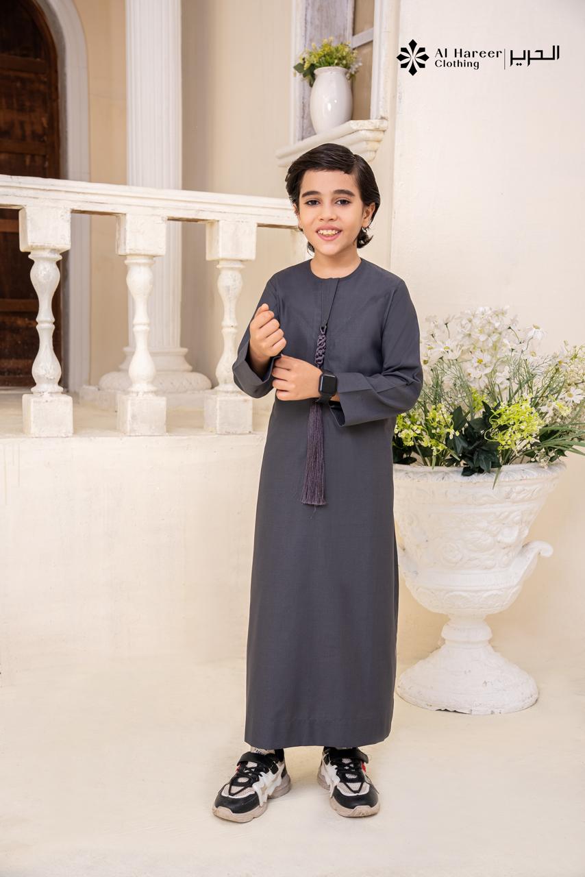 Al Hareer Moonlight Charcoal Kids Thobe