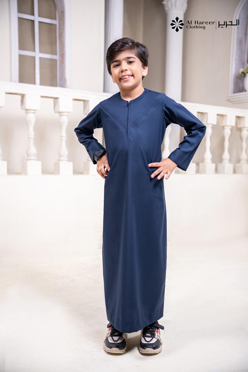 Al Hareer Kids Thobe | Stairy Night Navy