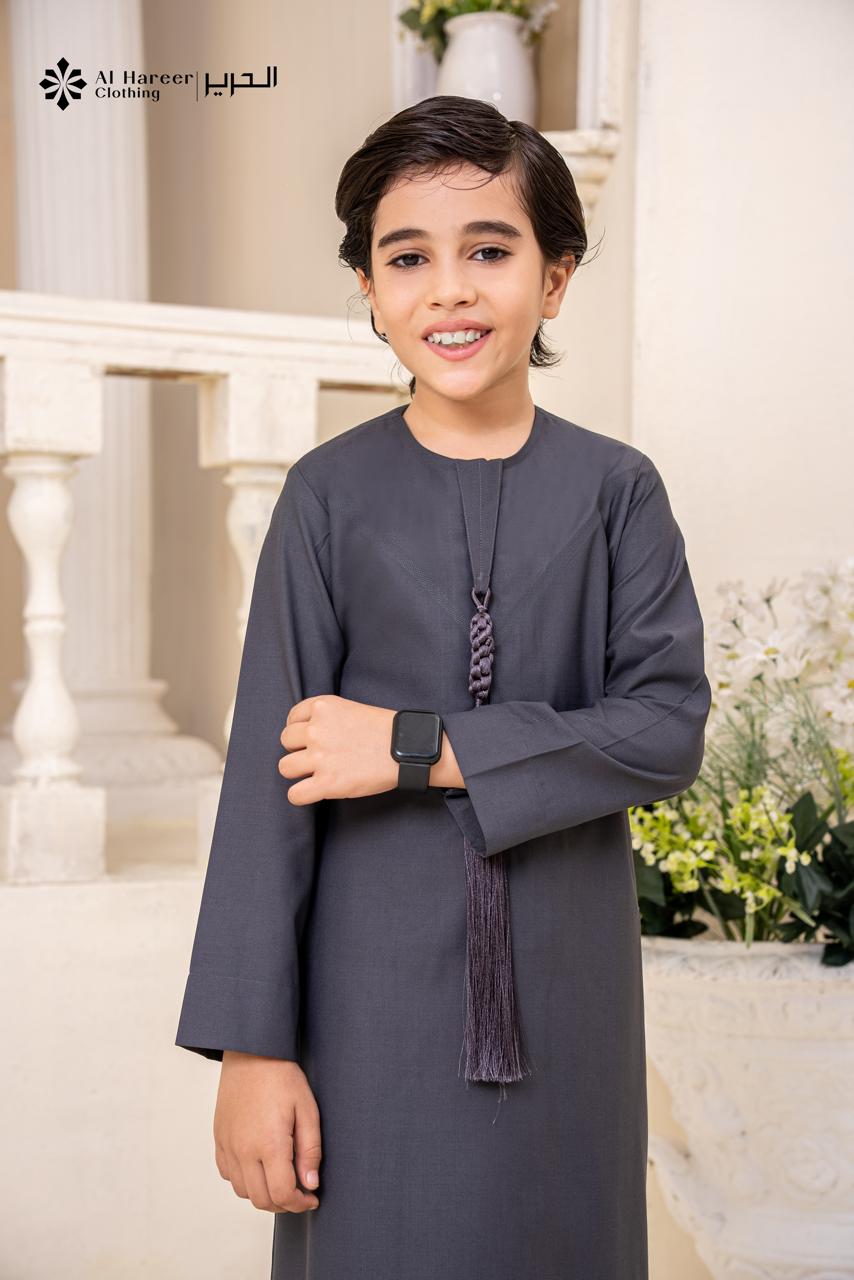 Al Hareer Moonlight Charcoal Kids Thobe