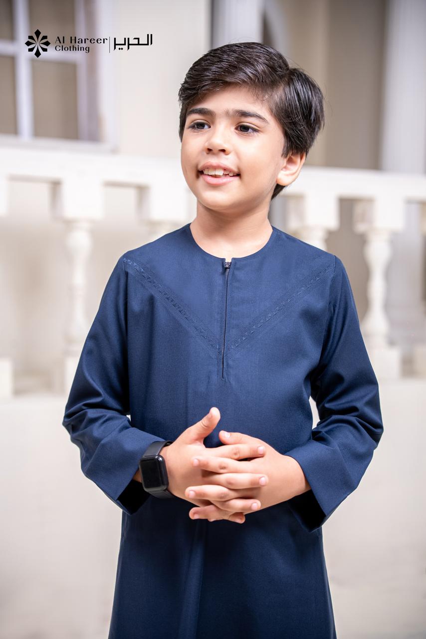 Al Hareer Kids Thobe | Stairy Night Navy