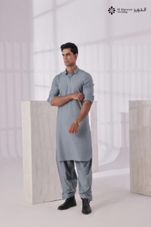 Al Hareer Elegant Steel Blue Shalwar Kameez