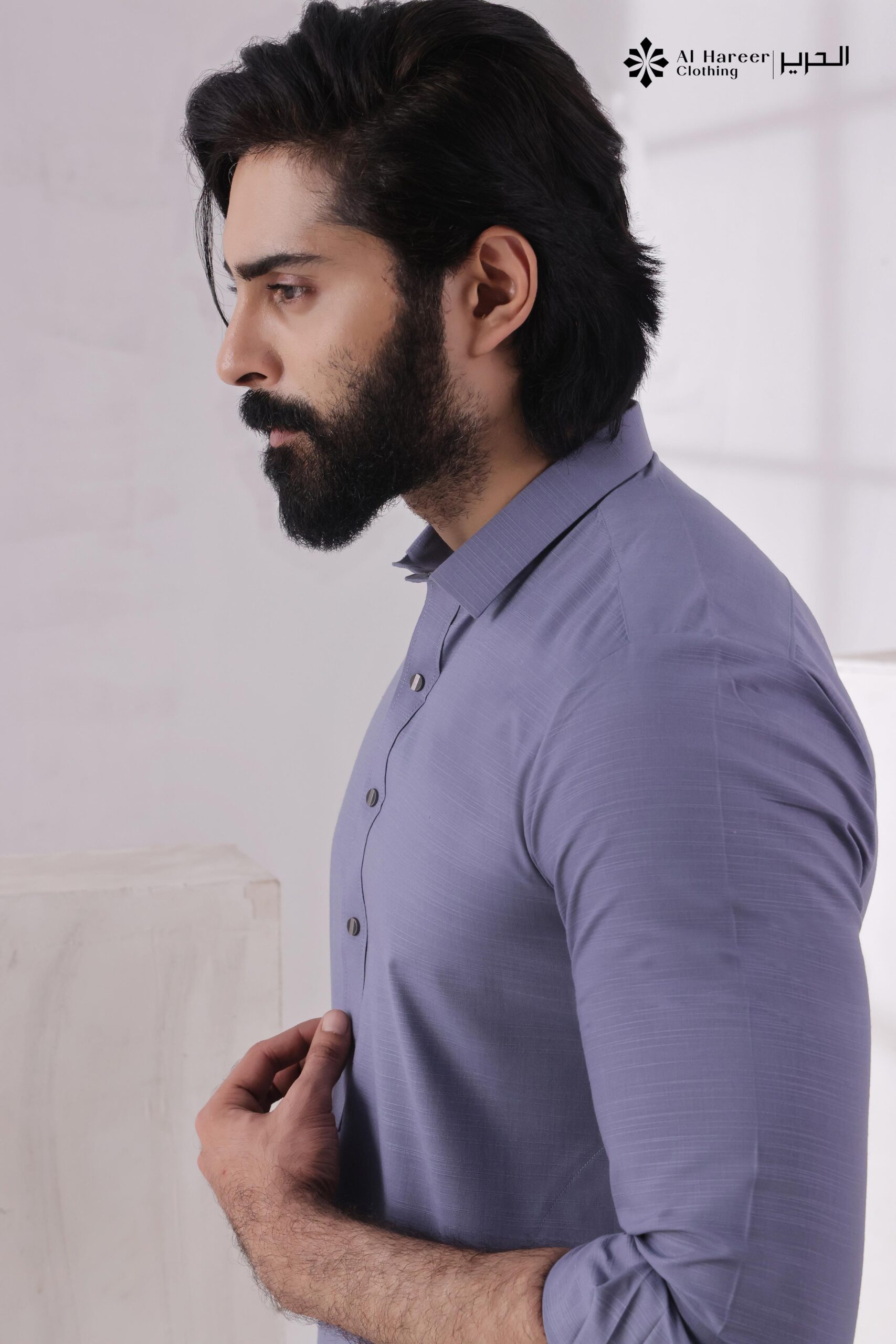 Al Hareer Steel Mist Kameez Shalwar