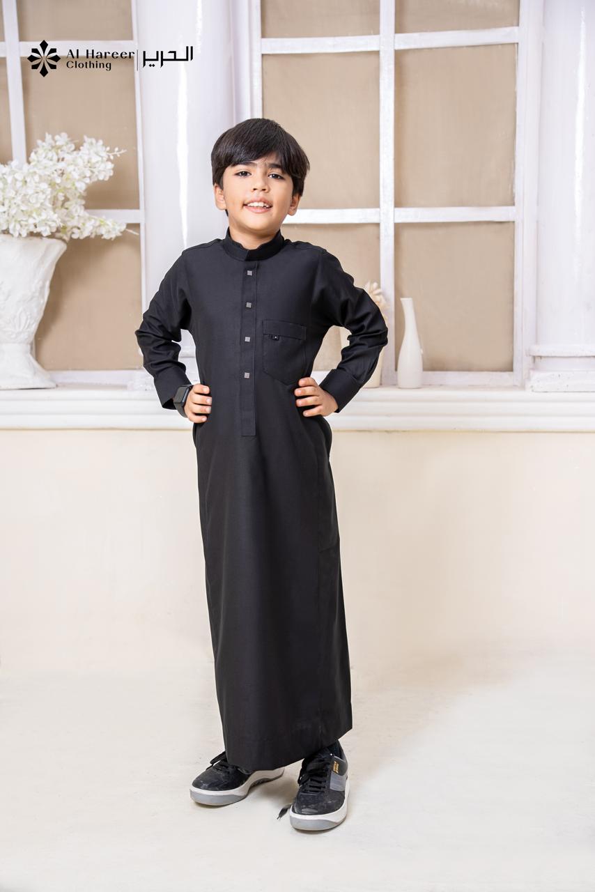 Al Hareer Kids Thobe | Young Noble Black