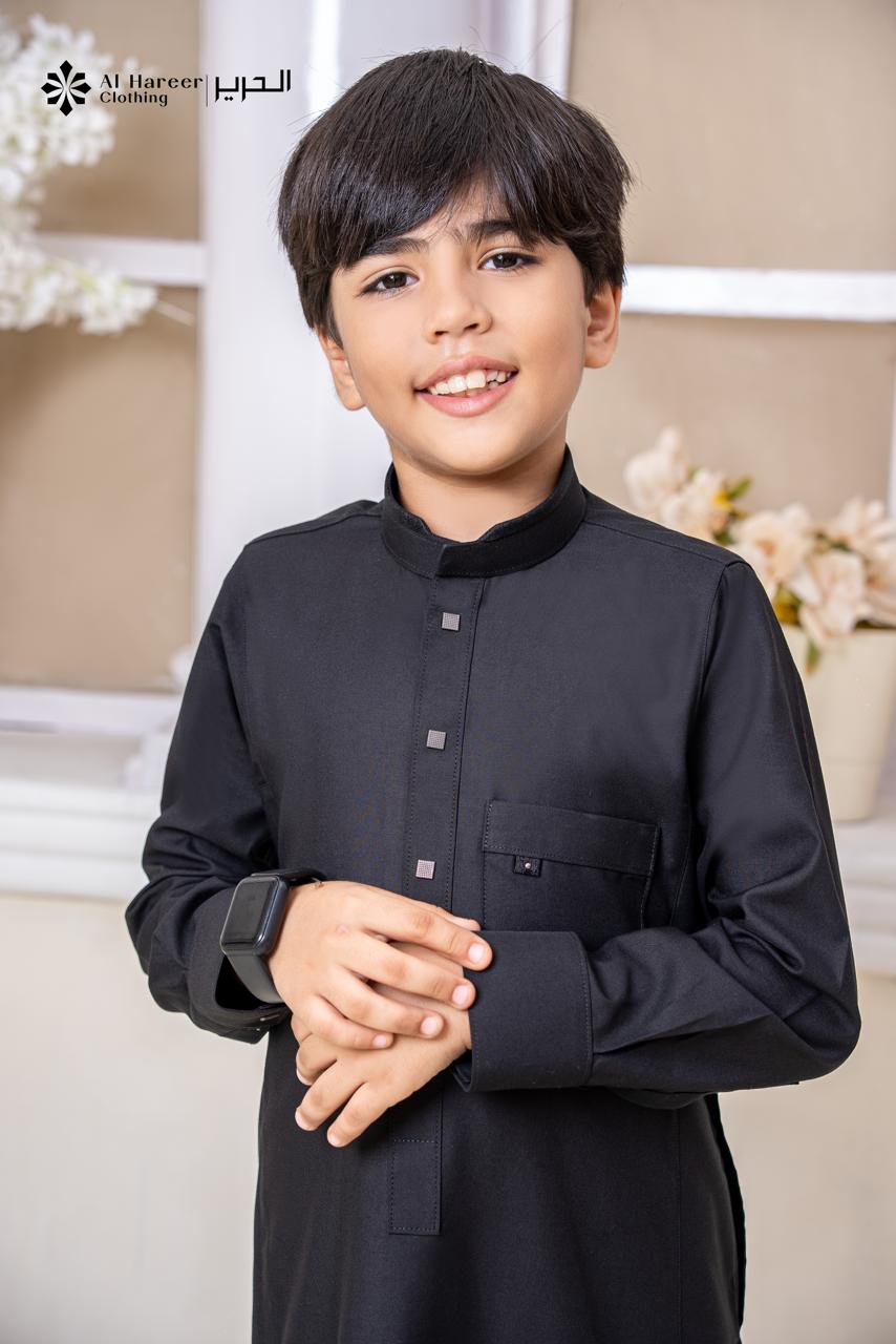 Al Hareer Kids Thobe | Young Noble Black
