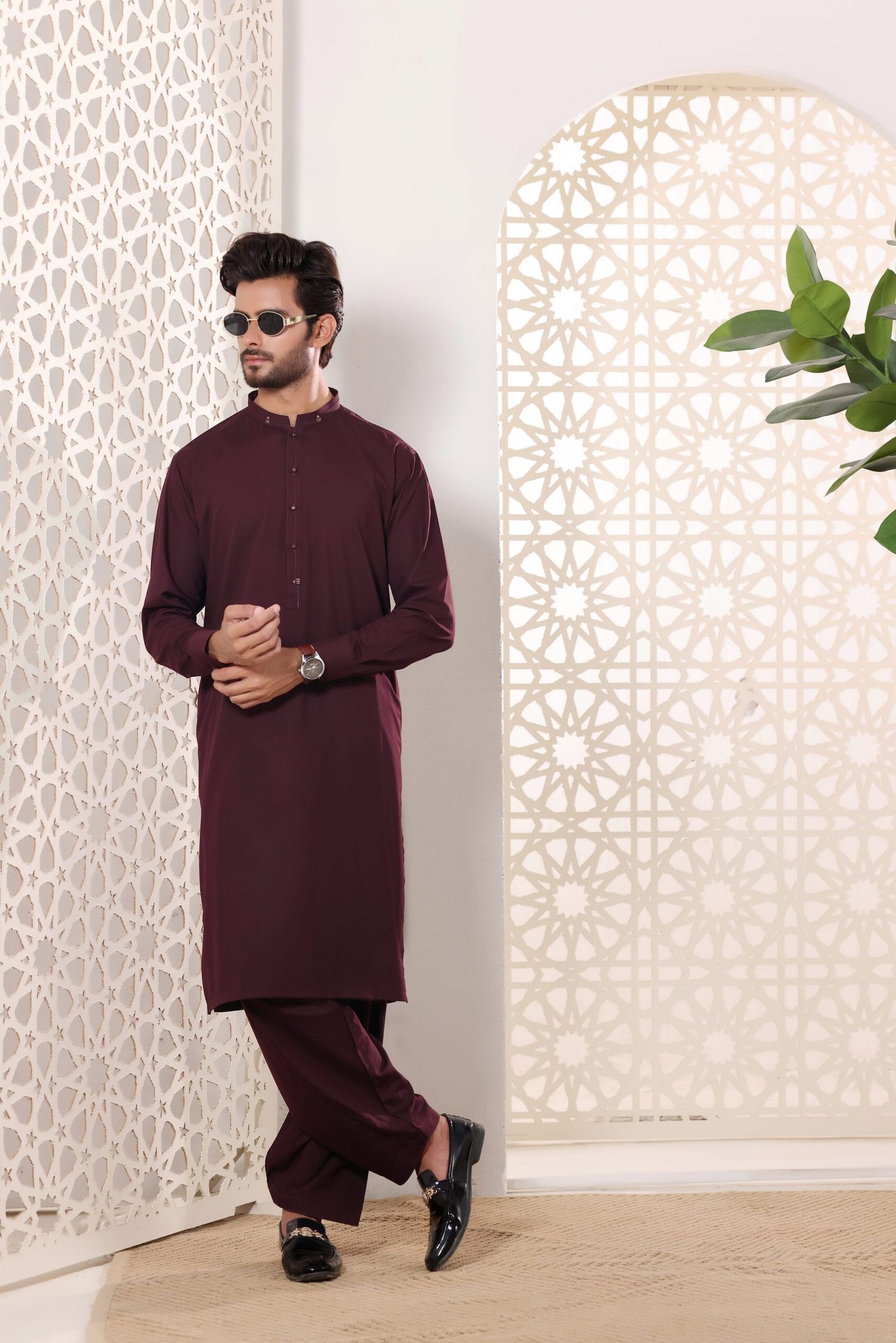 Al Hareer Royal Burgundy Shalwar Kameez – KS236 Al Hareer Royal Burgundy Shalwar Kameez – KS236