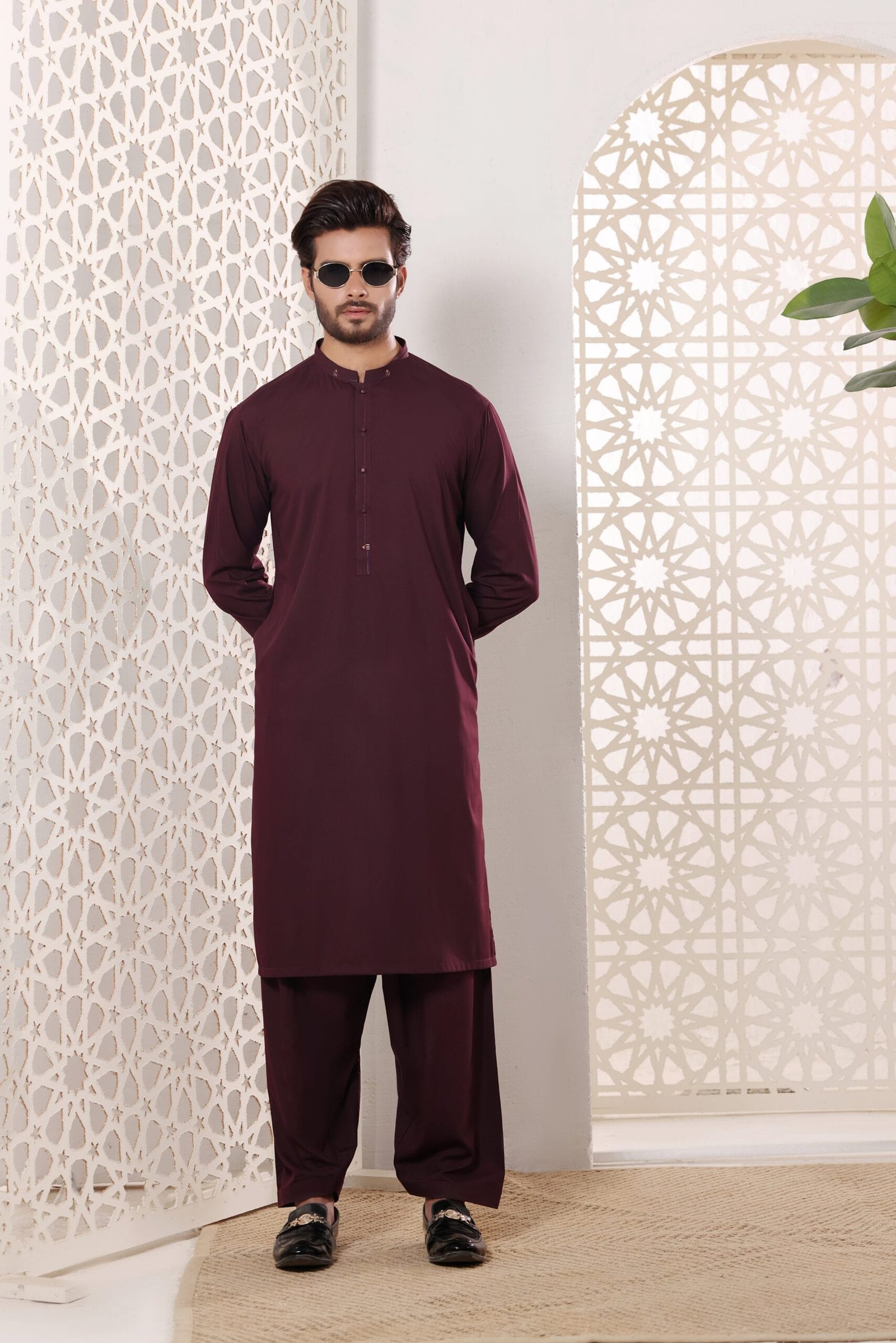 Al Hareer Royal Burgundy Shalwar Kameez – KS236 Al Hareer Royal Burgundy Shalwar Kameez – KS236